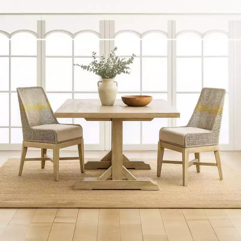 Set di 2 sedie da pranzo Royal Hampton | Legno di mango lavorato a mano | Intreccio in corda di cotone