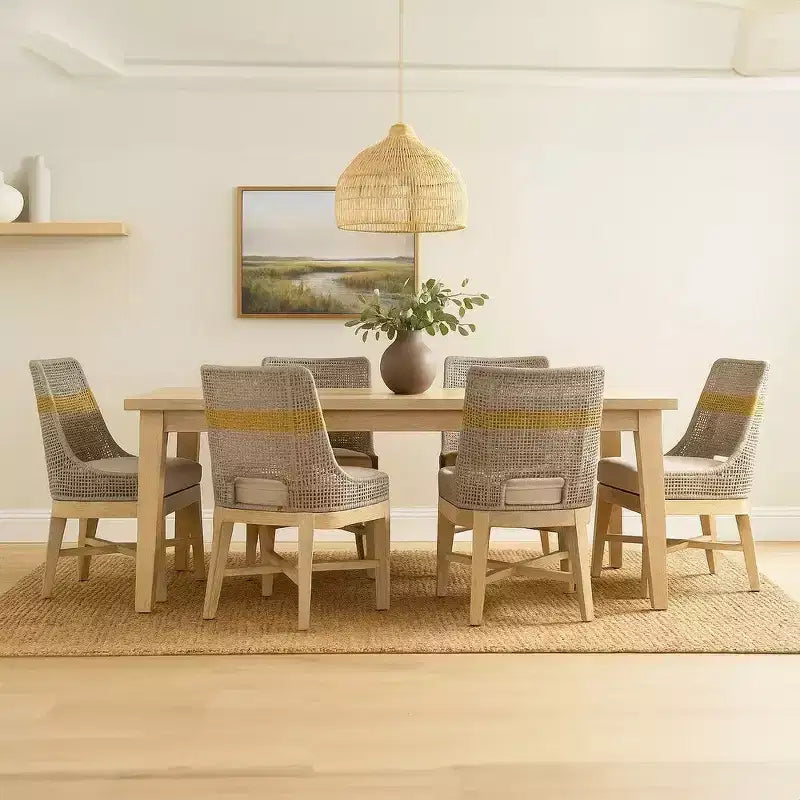 Set di 2 sedie da pranzo Royal Hampton | Legno di mango lavorato a mano | Intreccio in corda di cotone