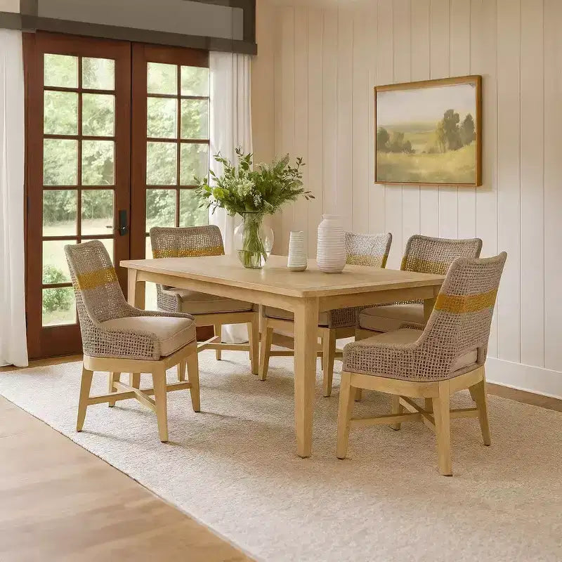 Set di 2 sedie da pranzo Royal Hampton | Legno di mango lavorato a mano | Intreccio in corda di cotone