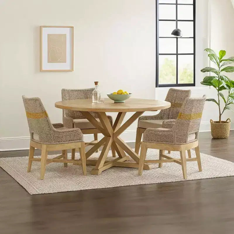 Set di 2 sedie da pranzo Royal Hampton | Legno di mango lavorato a mano | Intreccio in corda di cotone