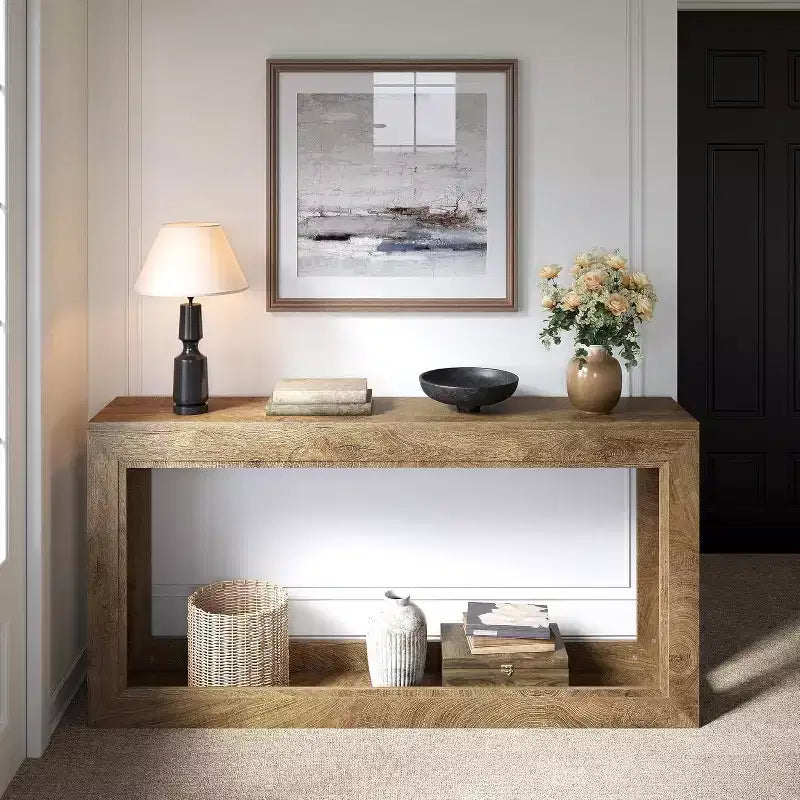 Lantine 63Tavolo Consolle Stretto, Tavolino Lungo Dietro il Divano per Corridoio, Soggiorno, Ingresso, Foyer, Design Salvaspazio, Rovere Chiaro Marrone