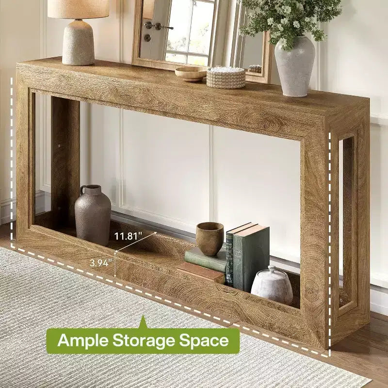 Lantine 63Tavolo Consolle Stretto, Tavolino Lungo Dietro il Divano per Corridoio, Soggiorno, Ingresso, Foyer, Design Salvaspazio, Rovere Chiaro Marrone