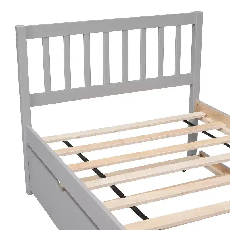 Bellemave Struttura Letto Singolo con Letto Estraibile, Letto a Piattaforma in Legno con Testiera, Struttura Letto Singolo per Bambini, Ragazzi, Adulti, Non Serve Rete a Molle, Grigio