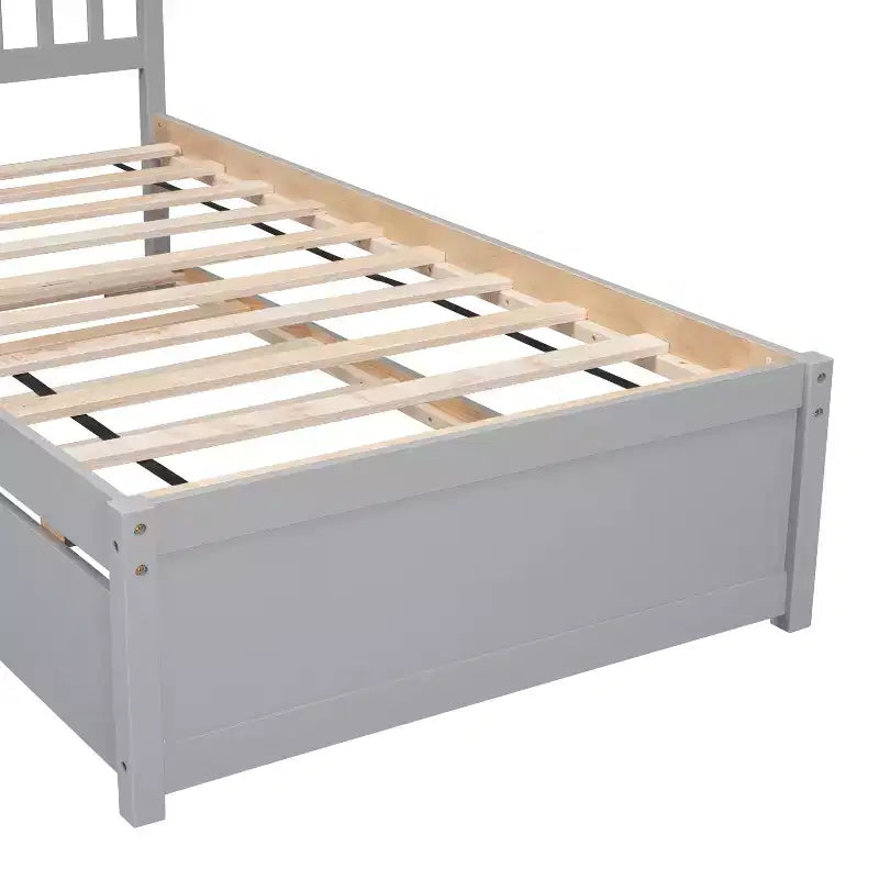Bellemave Struttura Letto Singolo con Letto Estraibile, Letto a Piattaforma in Legno con Testiera, Struttura Letto Singolo per Bambini, Ragazzi, Adulti, Non Serve Rete a Molle, Grigio