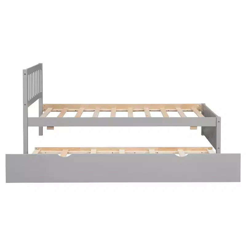 Bellemave Struttura Letto Singolo con Letto Estraibile, Letto a Piattaforma in Legno con Testiera, Struttura Letto Singolo per Bambini, Ragazzi, Adulti, Non Serve Rete a Molle, Grigio