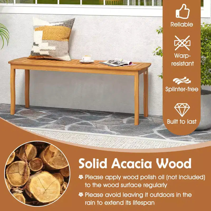 Costway Set Pranzo da Giardino 6 Pezzi Tavolo e Panchine in Legno di Acacia con Foro per Ombrellone da 5 cm