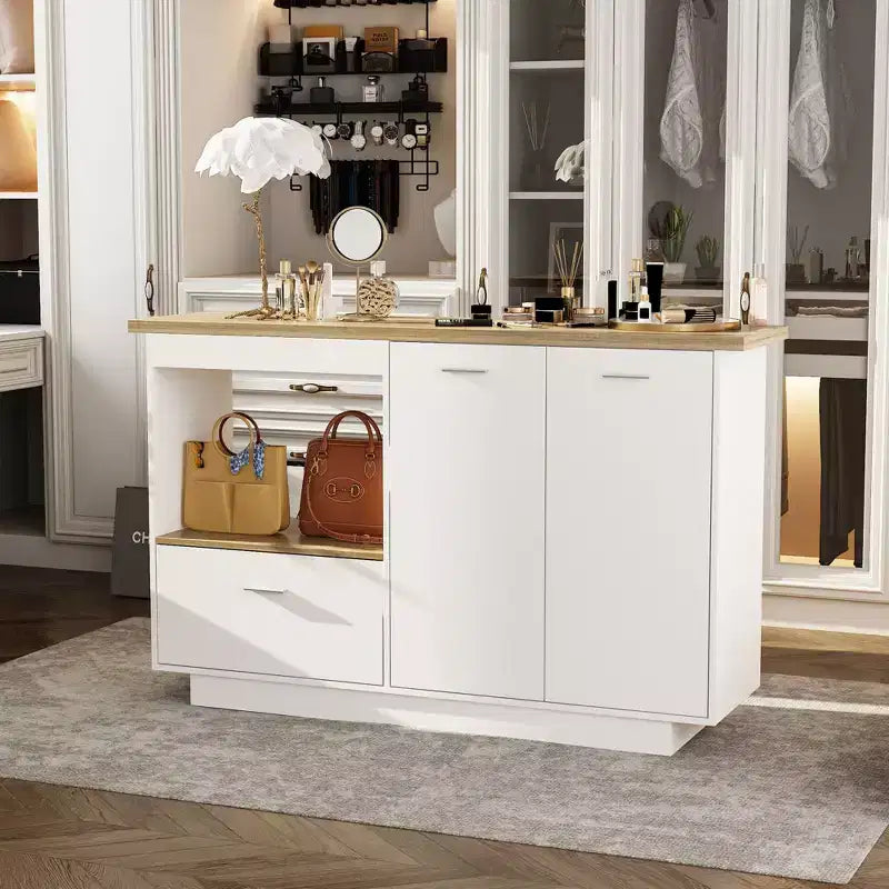 Mobile Toeletta Moderno Famapy con Ripiani Regolabili, Scarpiera Toeletta con Anta Laterale Pieghevole, Tavolo da Trucco per Ingresso e Camera da Letto