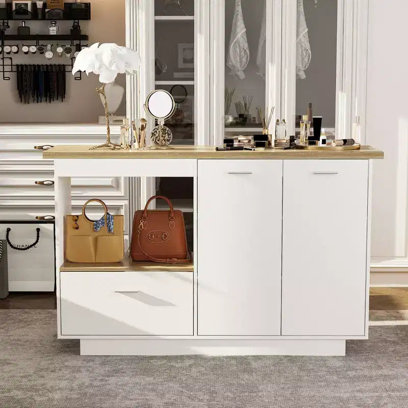 Mobile Toeletta Moderno Famapy con Ripiani Regolabili, Scarpiera Toeletta con Anta Laterale Pieghevole, Tavolo da Trucco per Ingresso e Camera da Letto