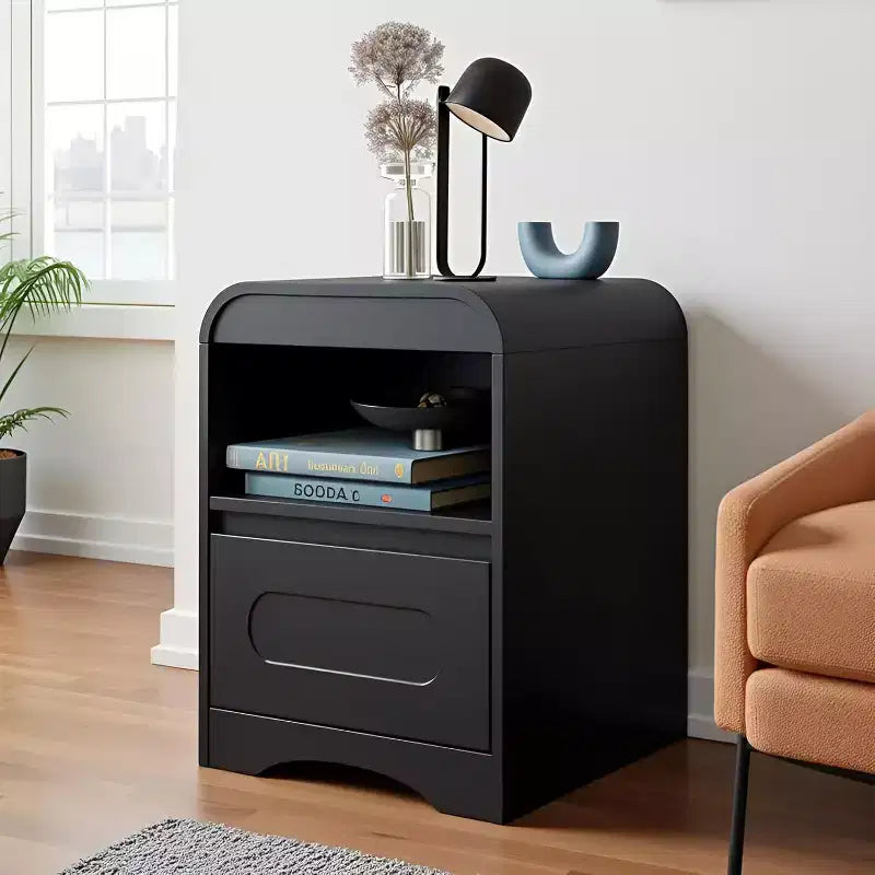 Night Stands for Bedroom Living Room with Drawer Storage Curved Bed Side Table