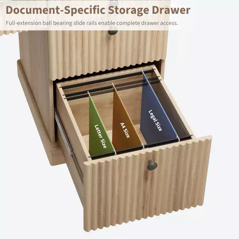GustoWave Mobile Ufficio Scanalato, Scrivania Direzionale Moderna da 137 cm, Scrivania da Computer in Legno con Cassettiera e Cassetti