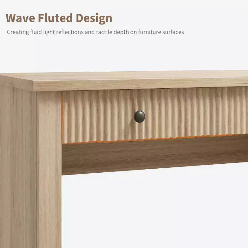 GustoWave Mobile Ufficio Scanalato, Scrivania Direzionale Moderna da 137 cm, Scrivania da Computer in Legno con Cassettiera e Cassetti