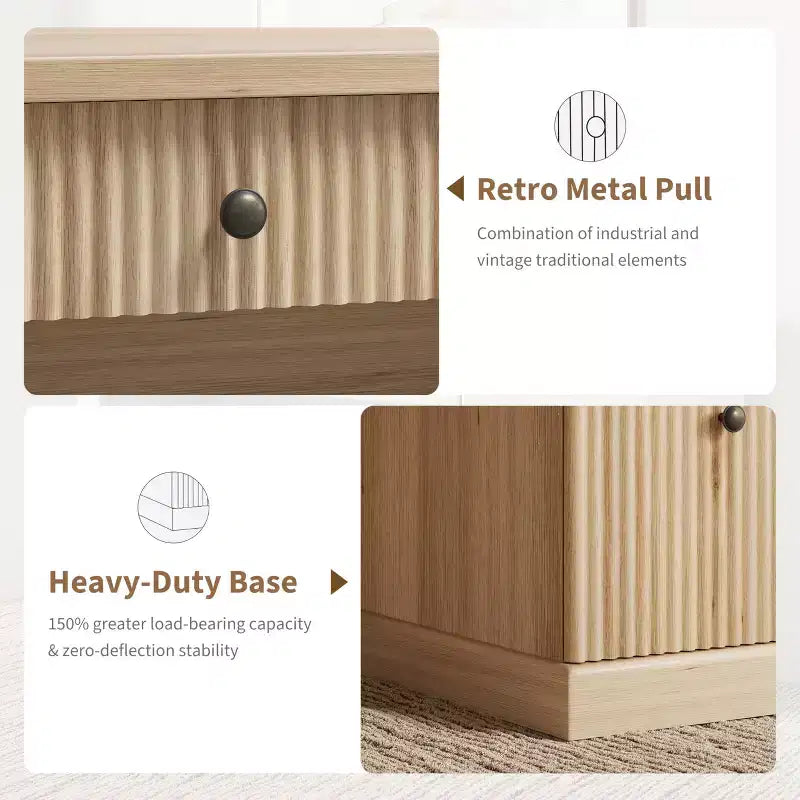 GustoWave Mobile Ufficio Scanalato, Scrivania Direzionale Moderna da 137 cm, Scrivania da Computer in Legno con Cassettiera e Cassetti