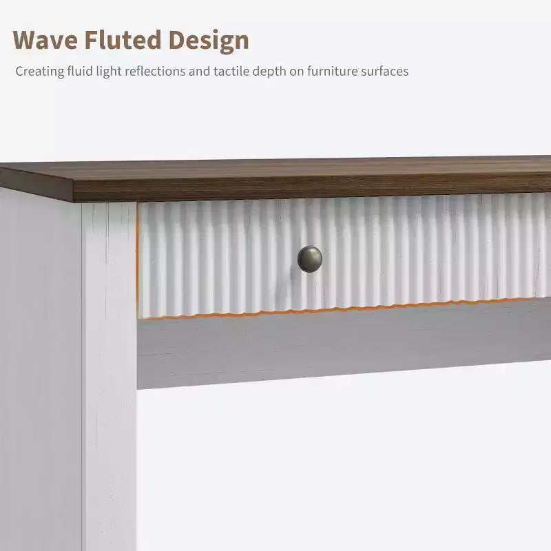 GustoWave Mobile Ufficio Scanalato, Scrivania Direzionale Moderna da 137 cm, Scrivania da Computer in Legno con Cassettiera e Cassetti