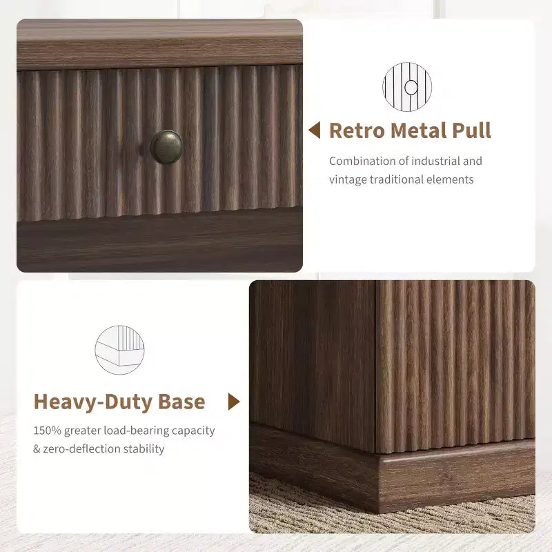 GustoWave Mobile Ufficio Scanalato, Scrivania Direzionale Moderna da 137 cm, Scrivania da Computer in Legno con Cassettiera e Cassetti