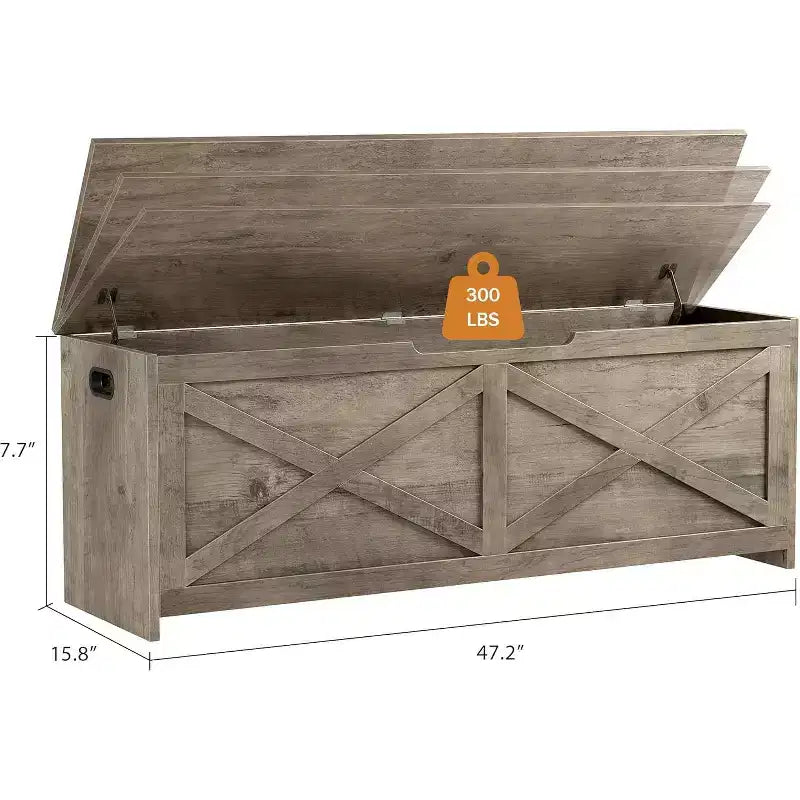 Acekool 47 Panche Contenitore con Cerniera di Sicurezza, Grande Cassapanca Organizer in Legno per Camera da Letto o Ingresso