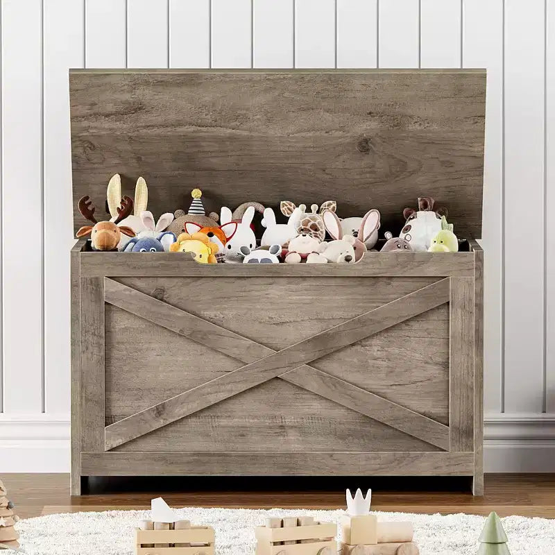 Acekool 47 Panche Contenitore con Cerniera di Sicurezza, Grande Cassapanca Organizer in Legno per Camera da Letto o Ingresso