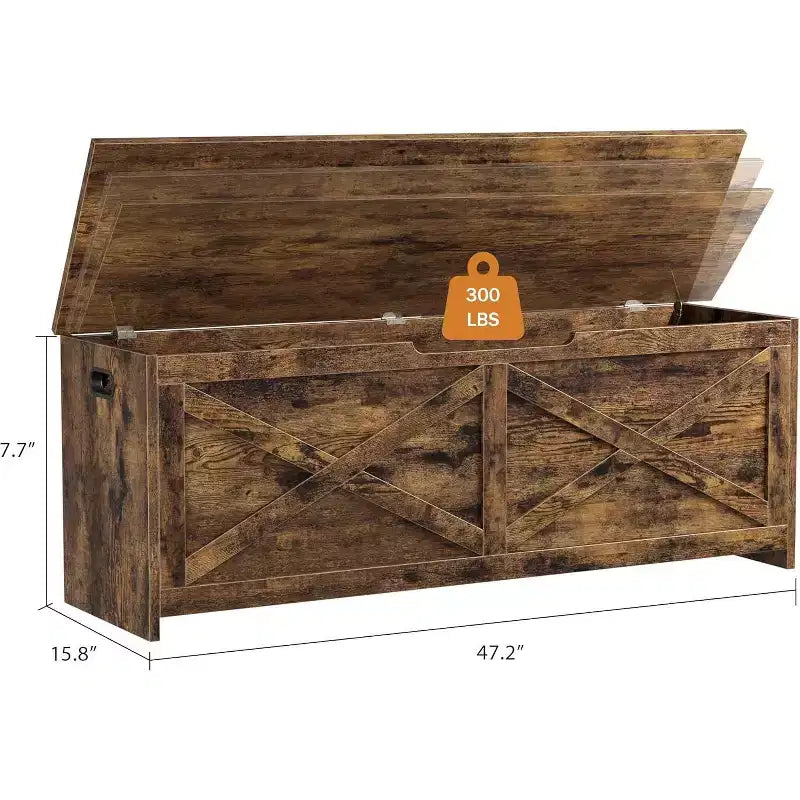 Acekool 47 Panche Contenitore con Cerniera di Sicurezza, Grande Cassapanca Organizer in Legno per Camera da Letto o Ingresso
