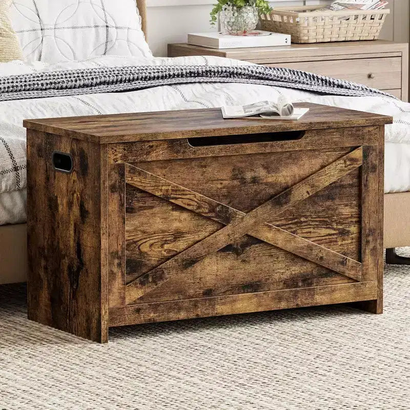 Acekool 47 Panche Contenitore con Cerniera di Sicurezza, Grande Cassapanca Organizer in Legno per Camera da Letto o Ingresso