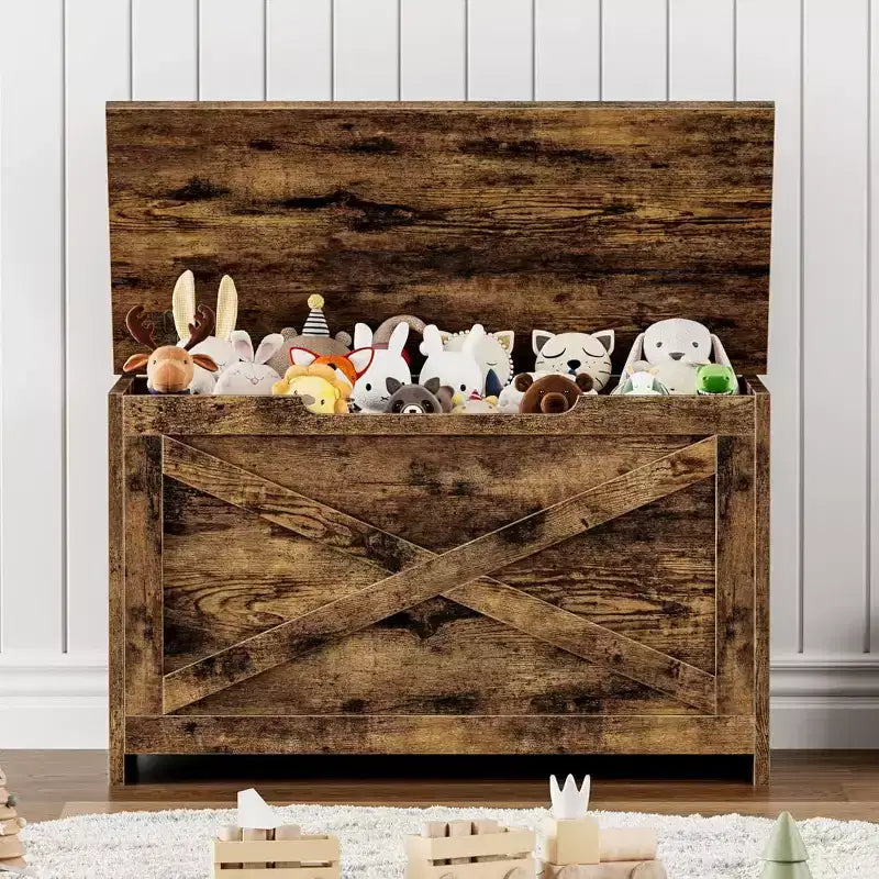 Acekool 47 Panche Contenitore con Cerniera di Sicurezza, Grande Cassapanca Organizer in Legno per Camera da Letto o Ingresso
