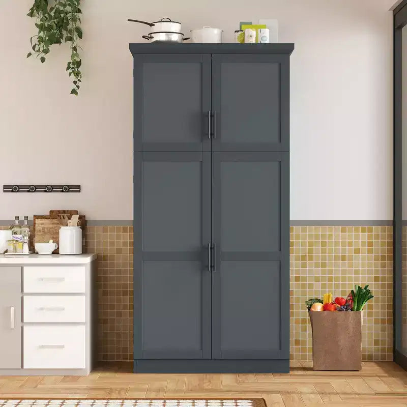 Whisen 35.5 Armadio dispensa da cucina autoportante con 4 ante e vassoi estraibili