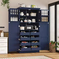Whisen 35.5 Freestanding Kitchen Pantry Cabinet with 4 Doors and Pull-out Trays