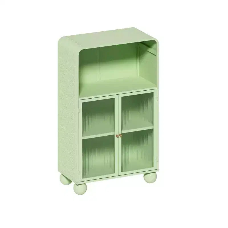 Mobile Contenitore da Bagno Okak 45.2 con Anta in Vetro Temperato, Mobile Contenitore Autoportante con 2 Ante e 1 Ripiano Aperto per Cucina e Bagno
