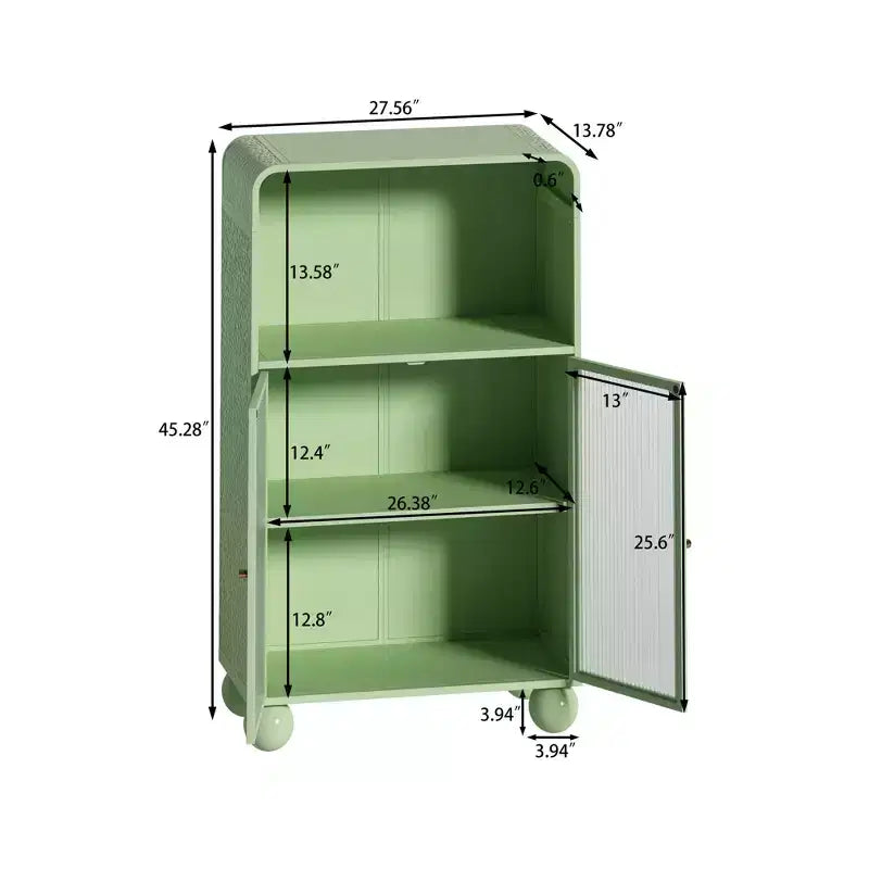 Mobile Contenitore da Bagno Okak 45.2 con Anta in Vetro Temperato, Mobile Contenitore Autoportante con 2 Ante e 1 Ripiano Aperto per Cucina e Bagno