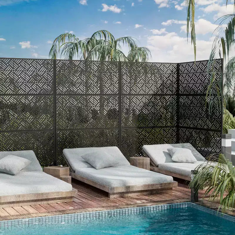 MAYEERTY Divisorio per ambienti da 72 pollici con telaio zincato, paravento per la privacy, recinzione per patio e giardino, nero