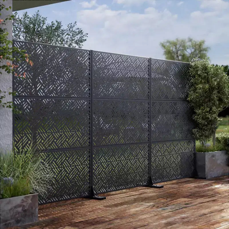 MAYEERTY Divisorio per ambienti da 72 pollici con telaio zincato, paravento per la privacy, recinzione per patio e giardino, nero