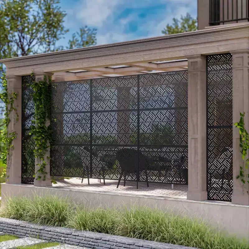 MAYEERTY Divisorio per ambienti da 72 pollici con telaio zincato, paravento per la privacy, recinzione per patio e giardino, nero