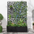 MAYEERTY Planter Box with Trellis Iron Black Net 01 Flower Shape Helen Street 01 Combined Style 72x47x16in 3-Piece Set