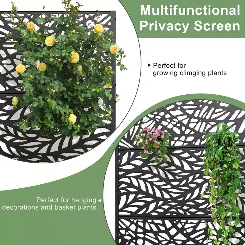 MAYEERTY Planter Box with Trellis Iron Black Net 01 Flower Shape Helen Street 01 Combined Style 72x47x16in 3-Piece Set