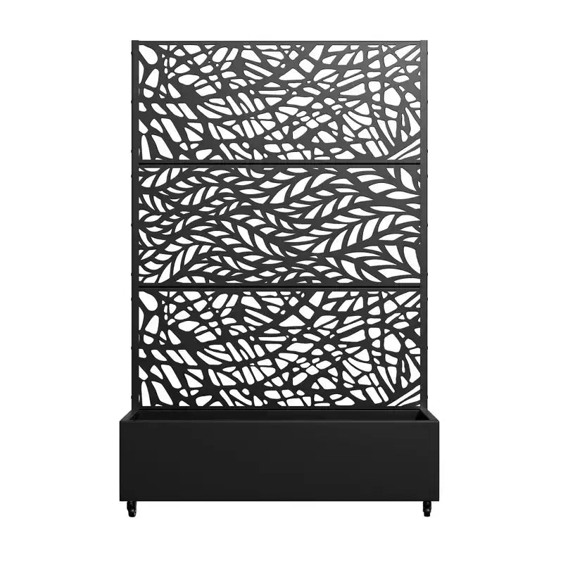 MAYEERTY Planter Box with Trellis Iron Black Net 01 Flower Shape Helen Street 01 Combined Style 72x47x16in 3-Piece Set