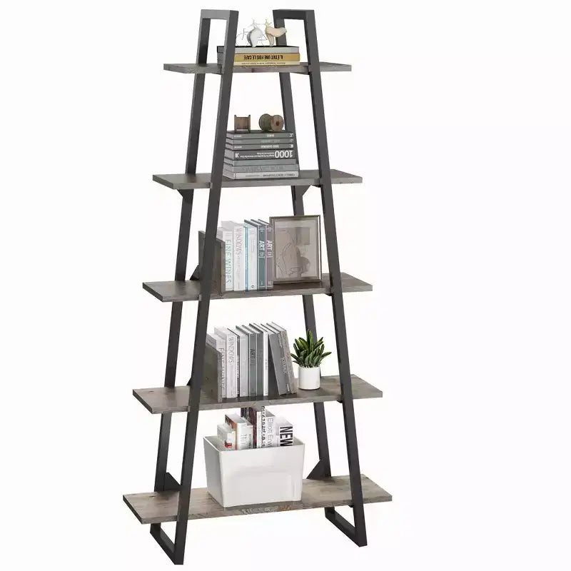 Libreria in metallo a 72 ripiani, scaffale a scala aperta a 5 livelli con ripiani regolabili, libreria industriale per la casa, soggiorno, camera da letto, ufficio