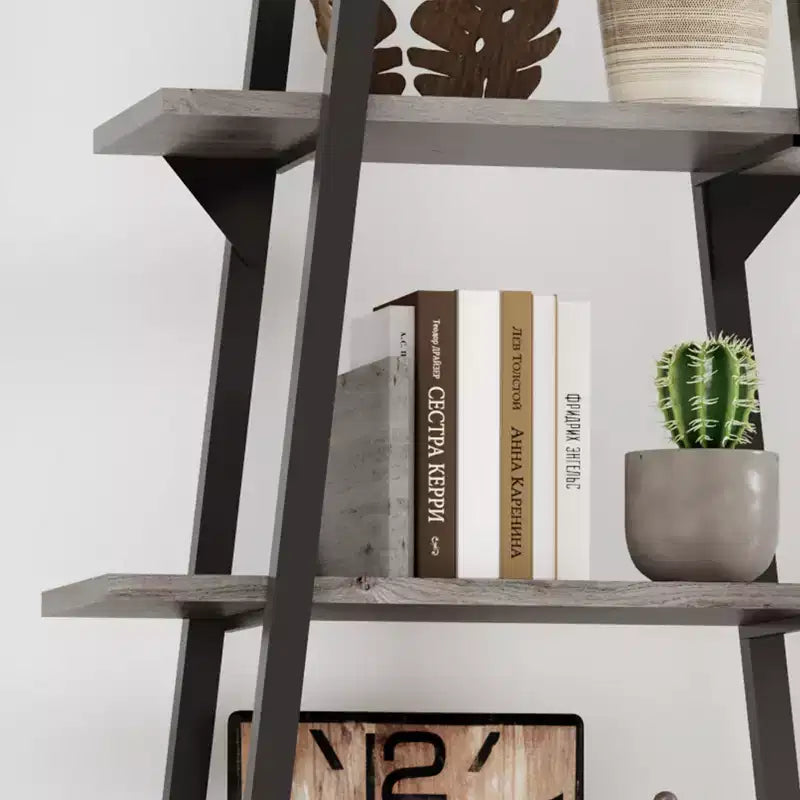 Libreria in metallo a 72 ripiani, scaffale a scala aperta a 5 livelli con ripiani regolabili, libreria industriale per la casa, soggiorno, camera da letto, ufficio
