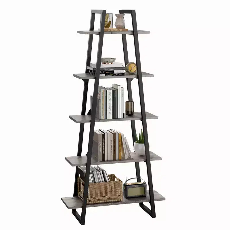 Libreria in metallo a 72 ripiani, scaffale a scala aperta a 5 livelli con ripiani regolabili, libreria industriale per la casa, soggiorno, camera da letto, ufficio