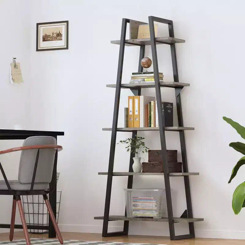 Libreria in metallo a 72 ripiani, scaffale a scala aperta a 5 livelli con ripiani regolabili, libreria industriale per la casa, soggiorno, camera da letto, ufficio
