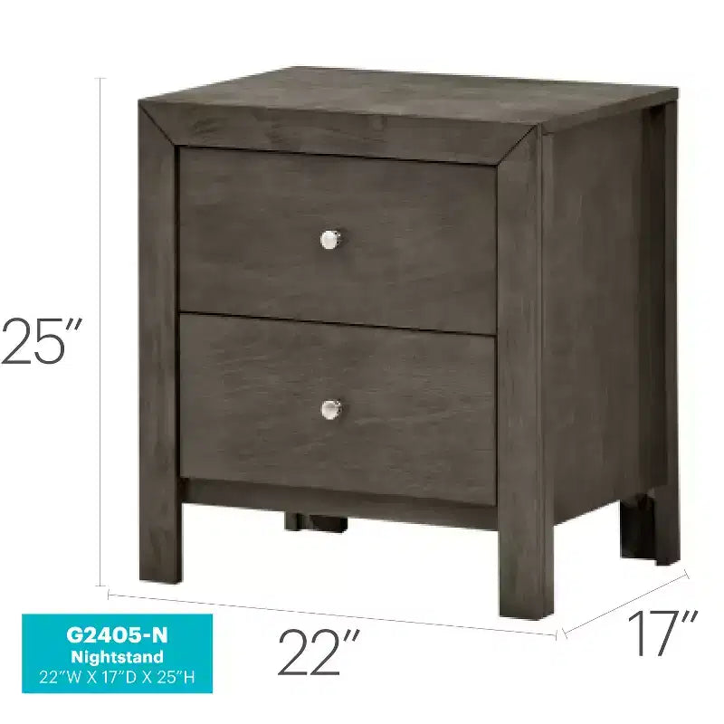 HomeStock Comodino grigio 25x22x17 con due spaziosi cassetti, comodino compatto per camera da letto con contenitore e arredamento in stile transizionale