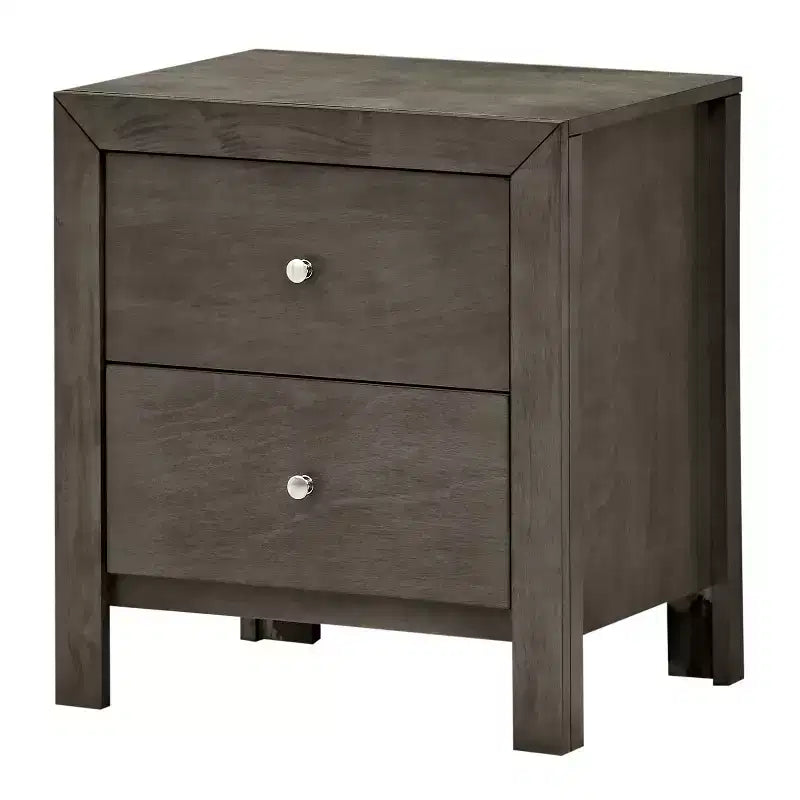 HomeStock Comodino grigio 25x22x17 con due spaziosi cassetti, comodino compatto per camera da letto con contenitore e arredamento in stile transizionale