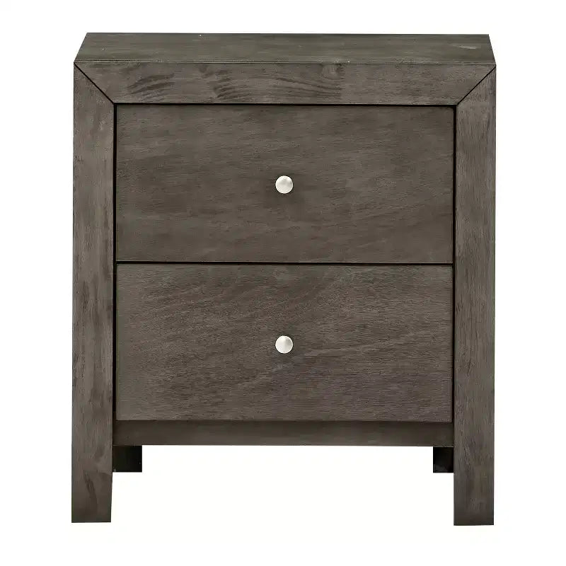HomeStock Comodino grigio 25x22x17 con due spaziosi cassetti, comodino compatto per camera da letto con contenitore e arredamento in stile transizionale
