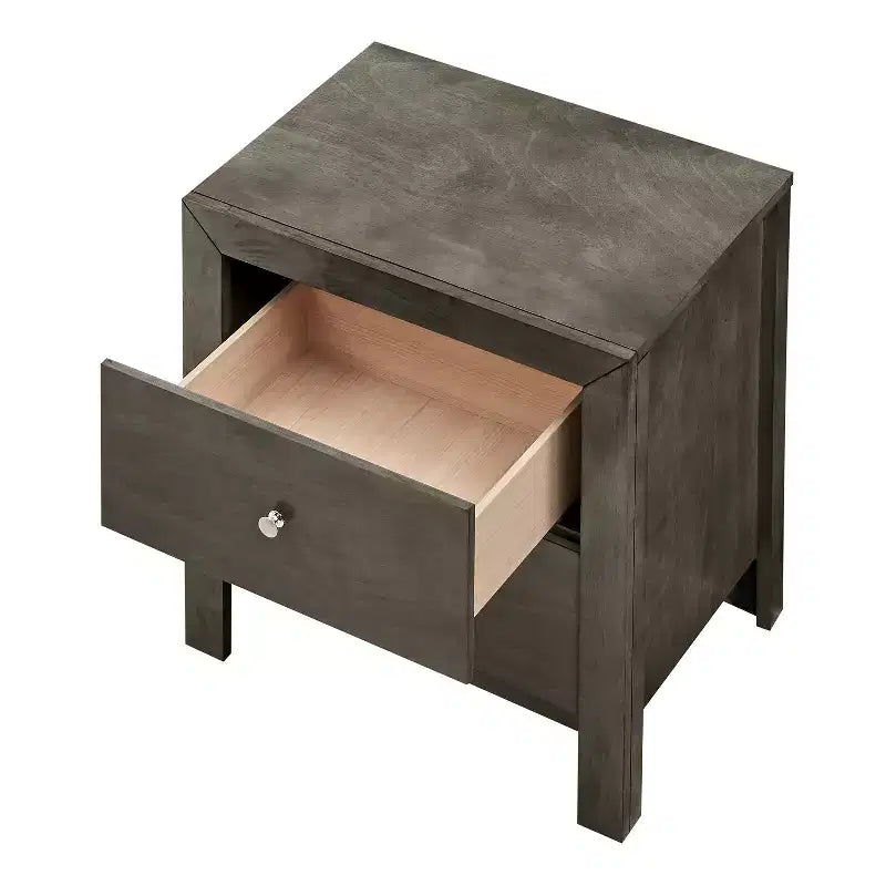 HomeStock Comodino grigio 25x22x17 con due spaziosi cassetti, comodino compatto per camera da letto con contenitore e arredamento in stile transizionale