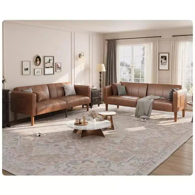 GustoWave 75 Divano letto futon convertibile, divano letto a due posti in pelle PU, schienale regolabile, tasche laterali, divano letto salvaspazio, marrone