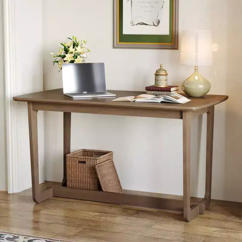 Famapy Scrivania Classica in Legno di Gomma con Ampia Superficie, Tavolo Rustico Stile Fattoria, Tavolo Versatile per la Casa, Resistente per Soggiorno/Studio/Camera da Letto