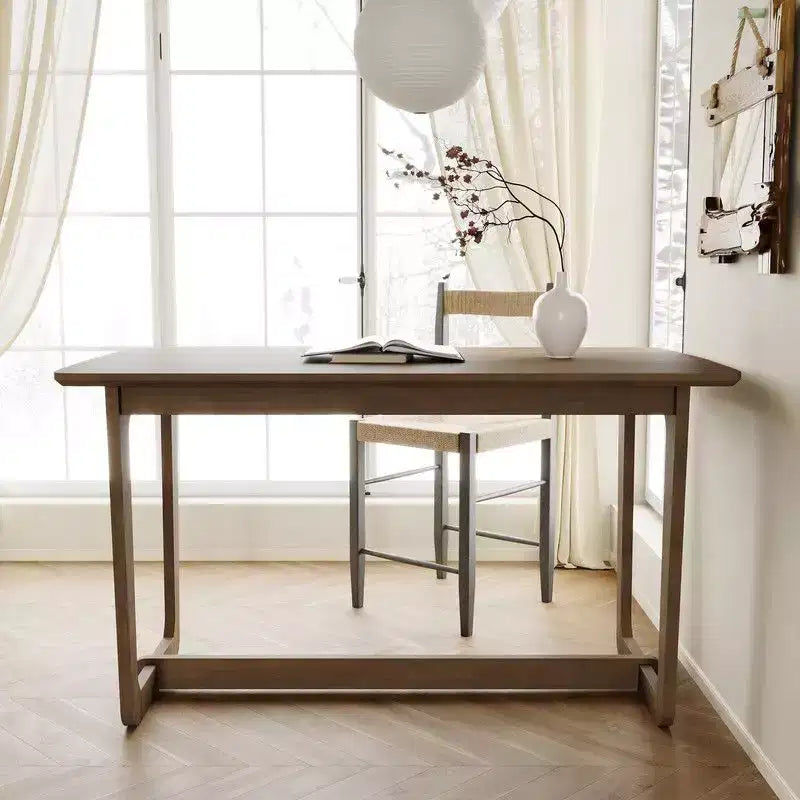 Famapy Scrivania Classica in Legno di Gomma con Ampia Superficie, Tavolo Rustico Stile Fattoria, Tavolo Versatile per la Casa, Resistente per Soggiorno/Studio/Camera da Letto