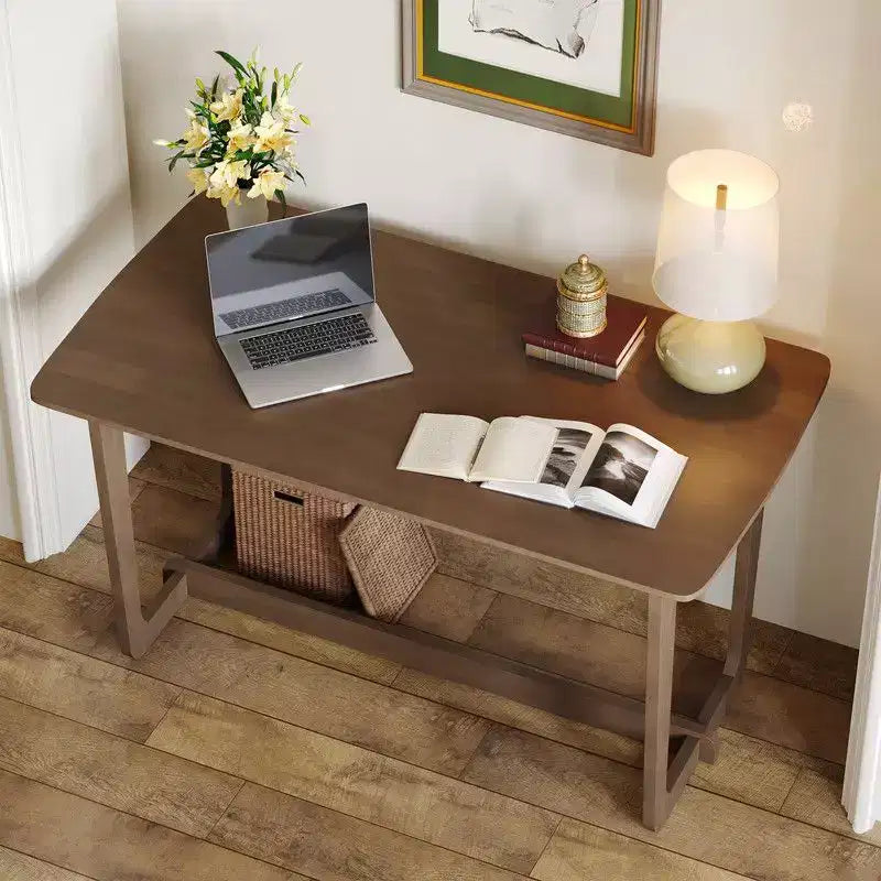 Famapy Scrivania Classica in Legno di Gomma con Ampia Superficie, Tavolo Rustico Stile Fattoria, Tavolo Versatile per la Casa, Resistente per Soggiorno/Studio/Camera da Letto