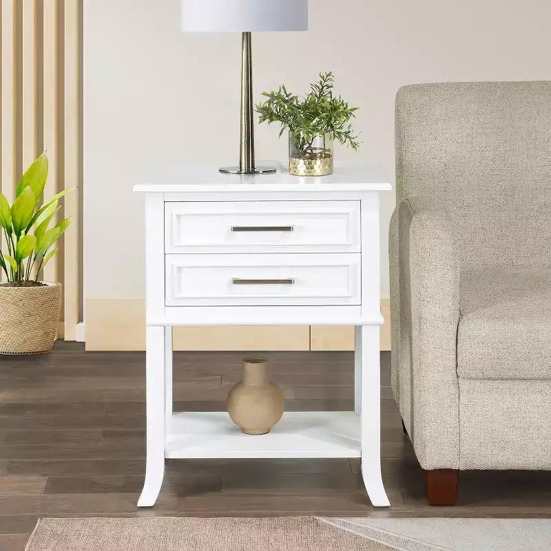 HomeStock 28.75 in.H Tavolino Rettangolare con Piano in Legno, Colore Bianco - 1 pezzo