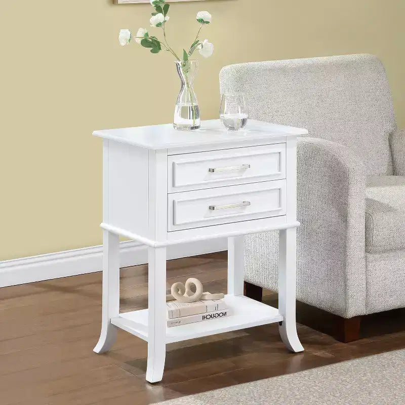 HomeStock 28.75 in.H Tavolino Rettangolare con Piano in Legno, Colore Bianco - 1 pezzo