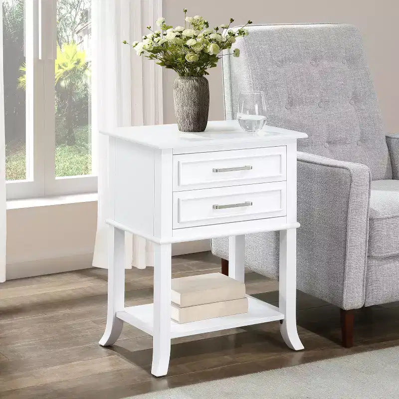 HomeStock 28.75 in.H Tavolino Rettangolare con Piano in Legno, Colore Bianco - 1 pezzo