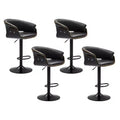 KERDOM Bar Stools Set of 4, Modern Adjustable Swivel Bar Chairs, Faux Leather Upholstered Adjustable Height for Living Room, Black