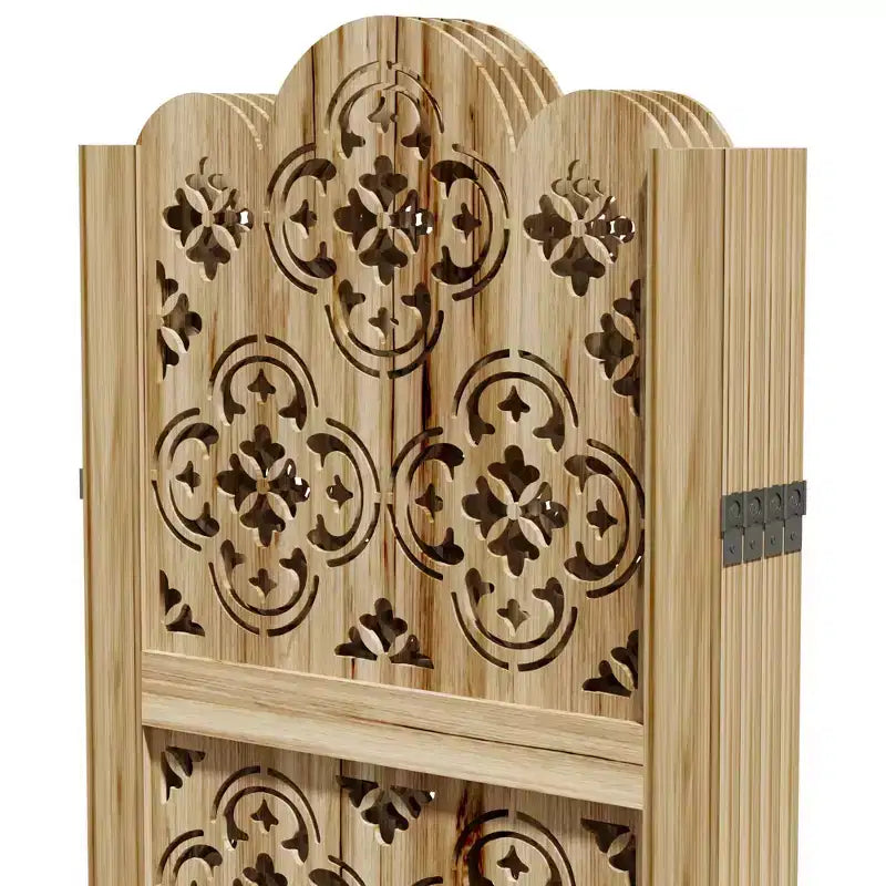 MAYEERTY 160 x 170 cm Divisorio Pieghevole per Stanze in Legno, Pannello Separatore per Interni, 4 Pannelli, Marrone